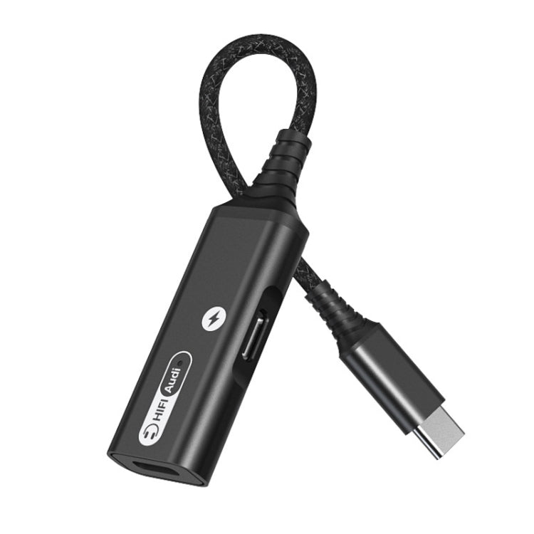 MH338A Dual Type - c / USB - c Adapter Cable Mobile Phone Live Audio Charging Cable, MH338A (Gray), MH338A (Black) - ORIWHIZ