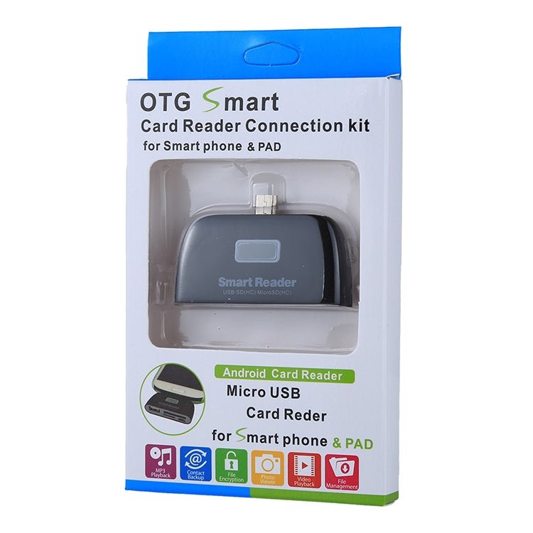 Micro SD + SD + USB 2.0 + Micro USB Port to Micro USB OTG Smart Card Reader Connection Kit with LED Indicator Light - ORIWHIZ