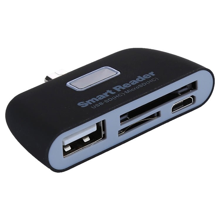 Micro SD + SD + USB 2.0 + Micro USB Port to Micro USB OTG Smart Card Reader Connection Kit with LED Indicator Light - ORIWHIZ