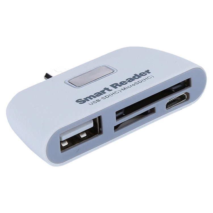 Micro SD + SD + USB 2.0 + Micro USB Port to Micro USB OTG Smart Card Reader Connection Kit with LED Indicator Light - ORIWHIZ