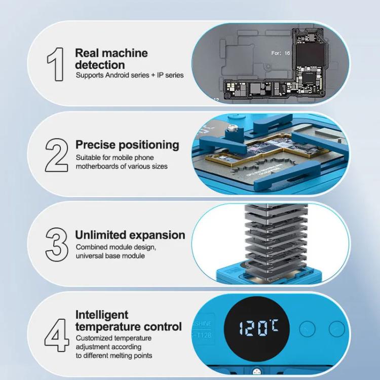 Mobile Phone Motherboard Smart Repair Heating Platform Kit Support IP7G - 16PM/Android Universal, SUNSHINE SS - T12B 13 In 1, SUNSHINE SS - T12B 9 In 1 - ORIWHIZ