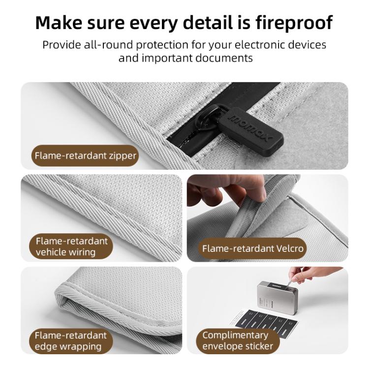 MOMAX SR53E 1 - World Airliner Fireproof Storage Bag, Size: 218x235mm, Size: 218x235mm - ORIWHIZApple AccessoriesGalaxy S Series Parts Digital Storage BagMac Accessories