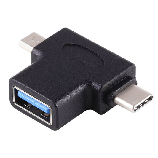Multi - function USB 3.0 Female & USB - C / Type - C Male & Micro USB Male T - shape OTG Adapter - ORIWHIZ
