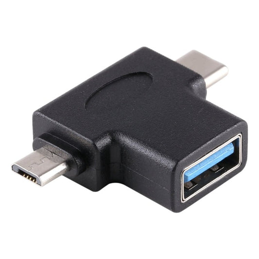 Multi - function USB 3.0 Female & USB - C / Type - C Male & Micro USB Male T - shape OTG Adapter - ORIWHIZ