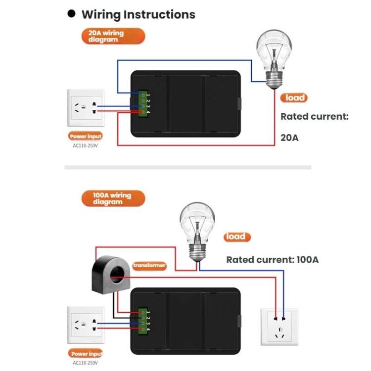 Multifunctional Electric Meter AC Digital Voltage Frequency Monitor, AC 20A 4400W, AC 100A 22000W With Transformer - ORIWHIZConsumer ElectronicsCurrent & Voltage TesterTest Equipment