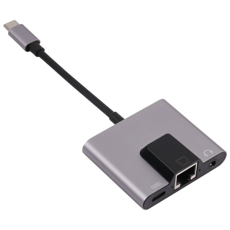 NK - 1056TC 3 in 1 USB - C / Type - C Male to USB - C / Type - C Charging + Ethernet + 3.5mm Earphone Female Adapter, NK - 1056TC - ORIWHIZ