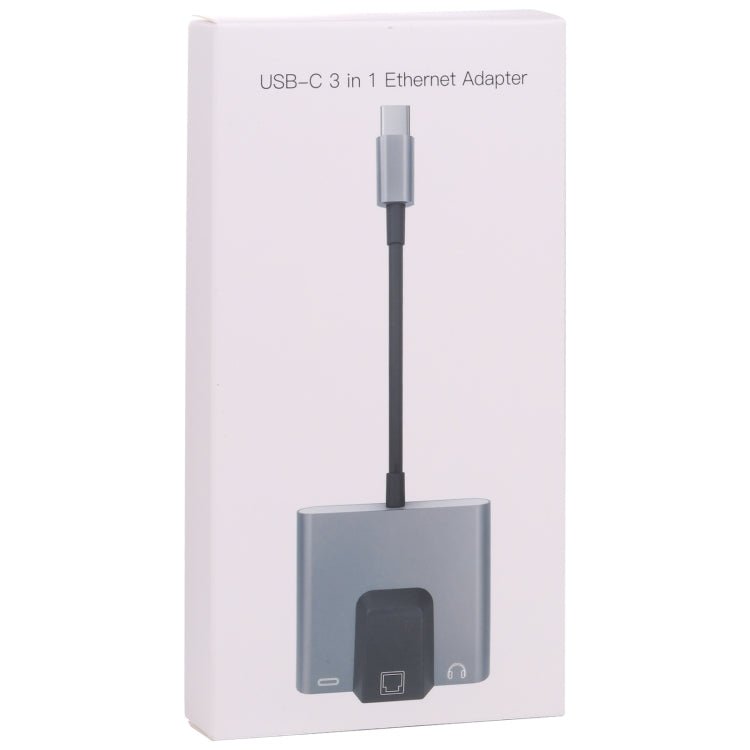 NK - 1056TC 3 in 1 USB - C / Type - C Male to USB - C / Type - C Charging + Ethernet + 3.5mm Earphone Female Adapter, NK - 1056TC - ORIWHIZ
