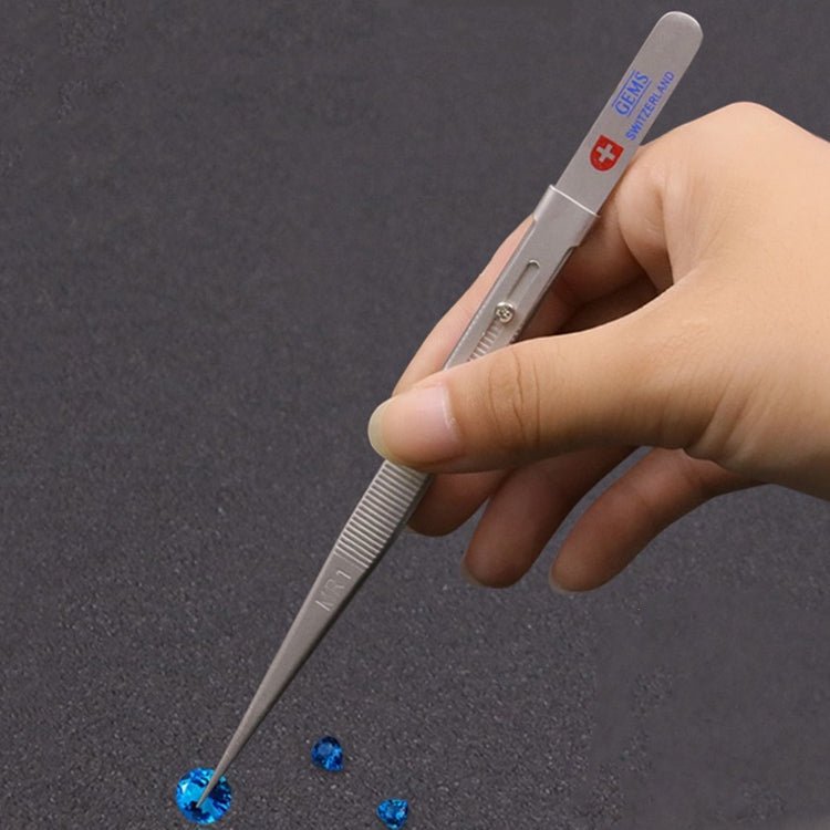Non - Slip Diamond Tweezers Jewelry Tweezers Elastic Stainless Steel Gem Diamond Clips Durable Tools, With Slot and Lock - ORIWHIZ