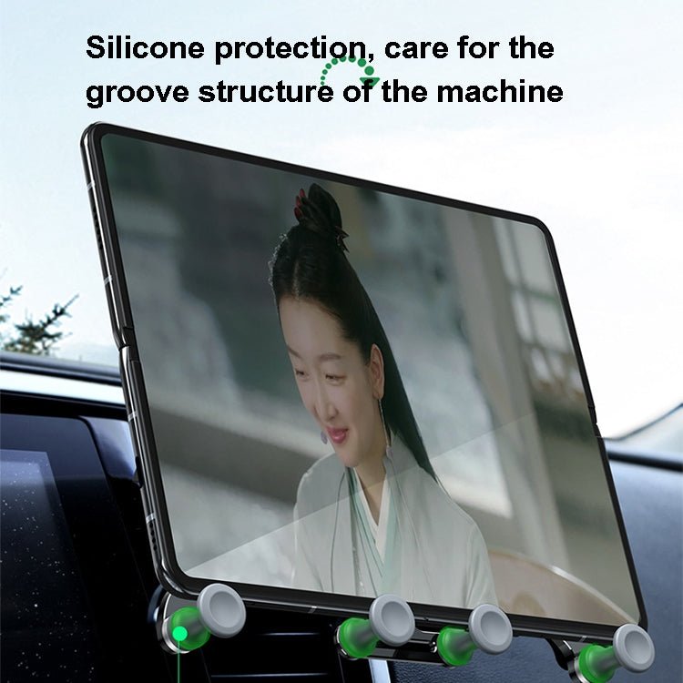 Oatsbasf Car Gravity Metal Bracket Scalable and Stable Mobile Phone Bracket Folding Screen Mobile Phone Exclusive Car Bracket, Folding Screen Outlet Black, Folding Screen Outlet Silver, Folding Screen Paste Black - ORIWHIZ