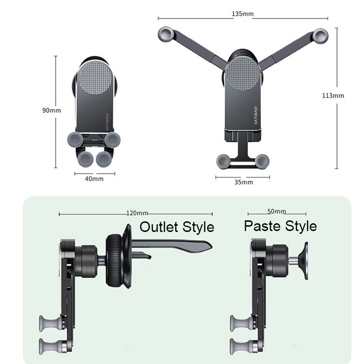 Oatsbasf Car Gravity Metal Bracket Scalable and Stable Mobile Phone Bracket Folding Screen Mobile Phone Exclusive Car Bracket, Folding Screen Outlet Black, Folding Screen Outlet Silver, Folding Screen Paste Black - ORIWHIZ