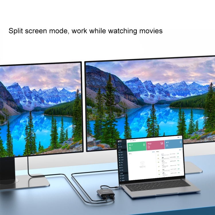 Onten 9175K 4 in 1 USB - C / Type - C to Dual HDMI + USB 3.0 + PD3.0 USB - C / Type - C Charging Port 4K HD Video Converter, 9175K - ORIWHIZ