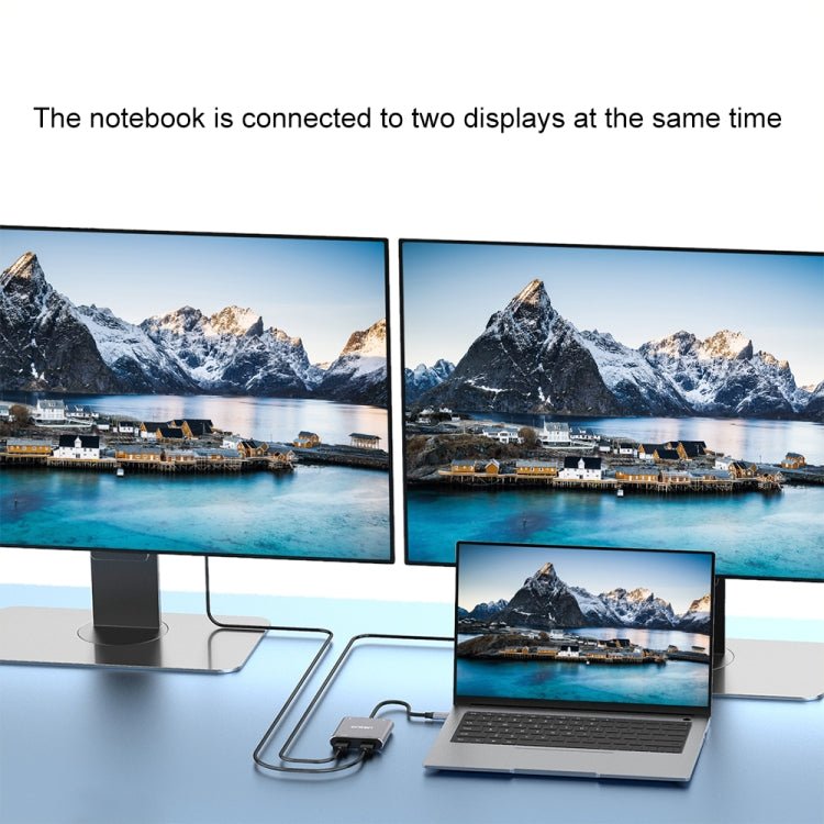 Onten 9175K 4 in 1 USB - C / Type - C to Dual HDMI + USB 3.0 + PD3.0 USB - C / Type - C Charging Port 4K HD Video Converter, 9175K - ORIWHIZ