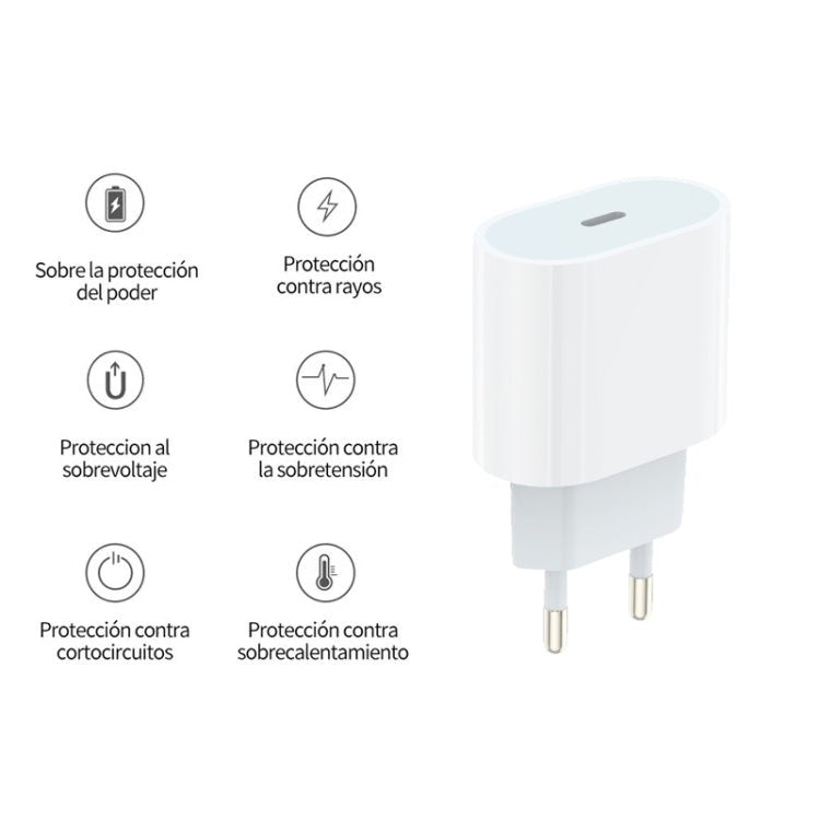 PD35W USB - C / Type - C Port Charger with 1m Type - C to Type - C Data Cable, EU Plug, EU Plug + Type - C Cable - ORIWHIZ