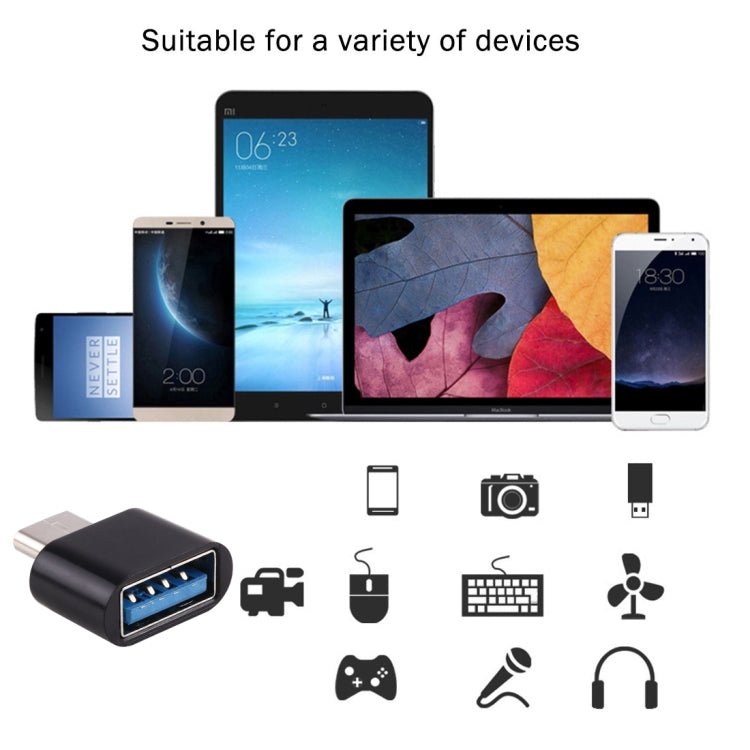 Plastic USB - C / Type - C Male to USB 2.0 Female OTG Data Transmission Charging Adapter - ORIWHIZ