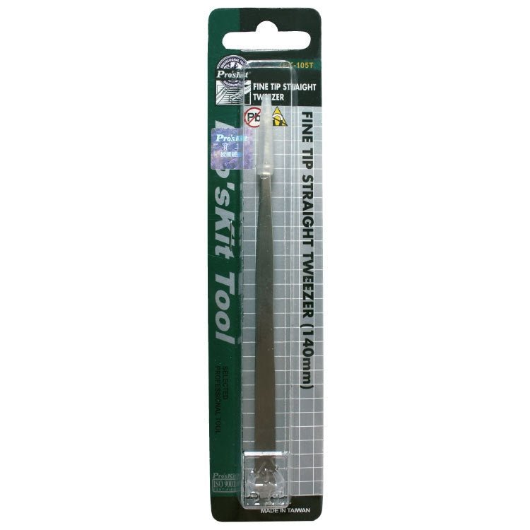 ProsKit 1PK - 105T Stainless Steel Anti - magnetic Tweezer Precision Straight Pointed Pincette 140mm - ORIWHIZ
