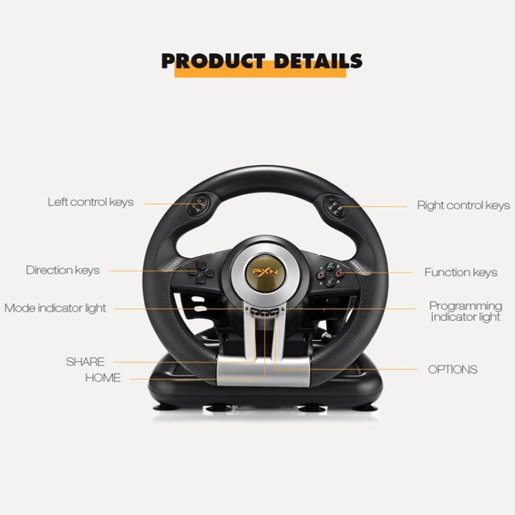 PXN - V3 Racing Game Steering Wheel for PC / PS3 / 4 / xbox one / switch, For PC / PS3 / 4 / xbox one / switch - ORIWHIZSony AccessoriesSony Accessories GamepadsToys & Hobbies