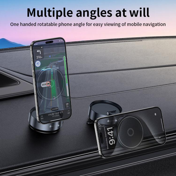 Q12 Foldable Vacuum MagSafe Magnetic Suction Cup Phone Holder, Q12(Black), Q12(Silver) - ORIWHIZ