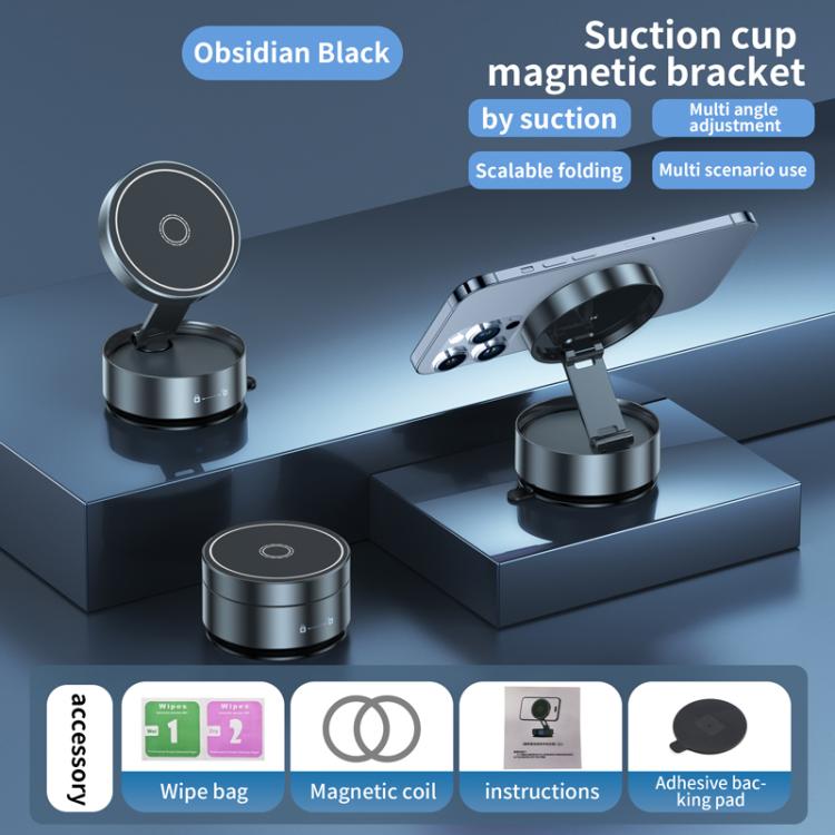 Q12 Foldable Vacuum MagSafe Magnetic Suction Cup Phone Holder, Q12(Black), Q12(Silver) - ORIWHIZ