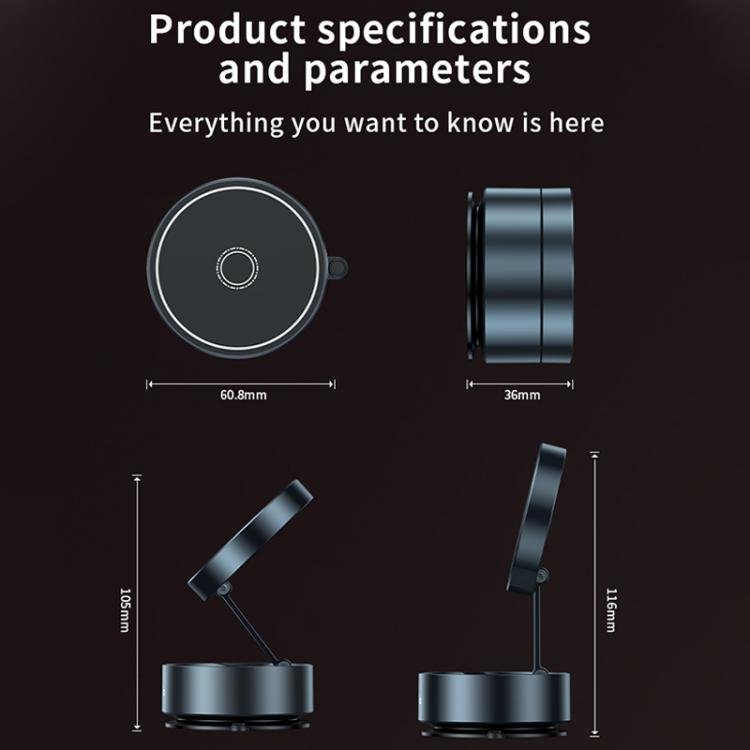 Q12 Foldable Vacuum MagSafe Magnetic Suction Cup Phone Holder, Q12(Black), Q12(Silver) - ORIWHIZ