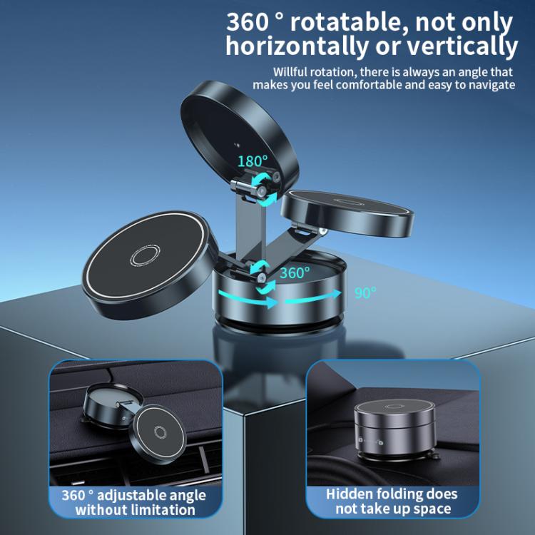 Q12 Foldable Vacuum MagSafe Magnetic Suction Cup Phone Holder, Q12(Black), Q12(Silver) - ORIWHIZ