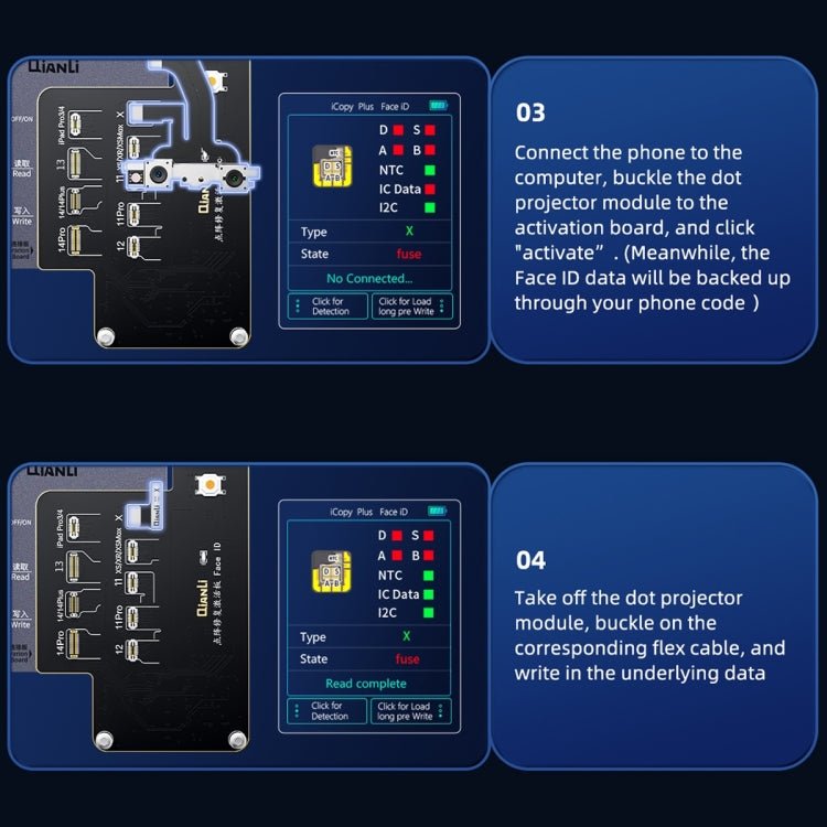 QianLi iCopy Plus Specialized Face ID Recovery and Activation Board for iPhone X to 14 Series, ID Recovery Activation Module - ORIWHIZ
