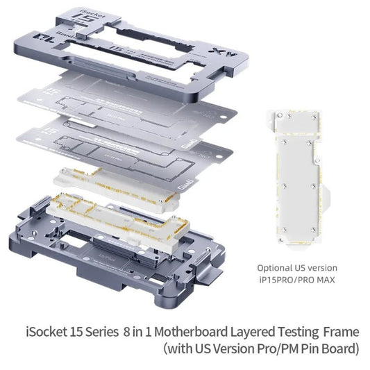 QianLi iSocket Series 8 in 1 Motherboard Layered Test Stand For iPhone 15 Series, QianLi iSocket Series For iPhone 15 Series - ORIWHIZ