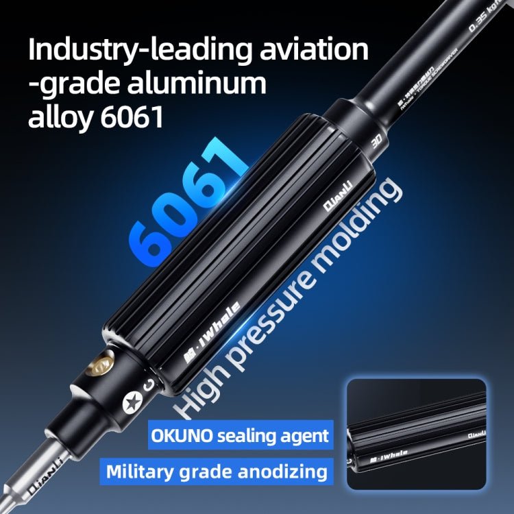 QianLi iWhale Special S2 Steel Magnetic Torque 3D Screwdriver, A Phillips 0.35, B Tri - point 0.35, C Pentalobe 0.35, D Pinhead Phillips 0.35, E T2 Torx 0.35 - ORIWHIZ