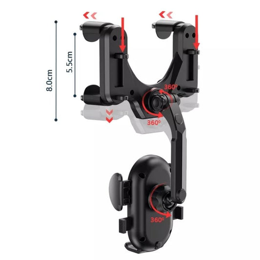 R004 Rearview Mirror 360 Rotatable Retractable Car Phone Holder, R004 - ORIWHIZ