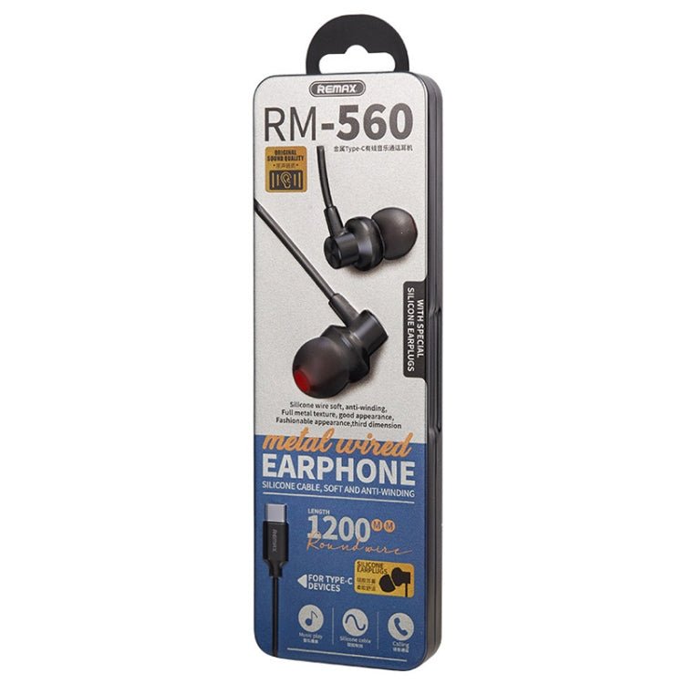REMAX RM - 560 Type - C In - Ear Stereo Metal Music Earphone with Wire Control + MIC, Support Hands - free, Not For Samsung Phones - ORIWHIZ