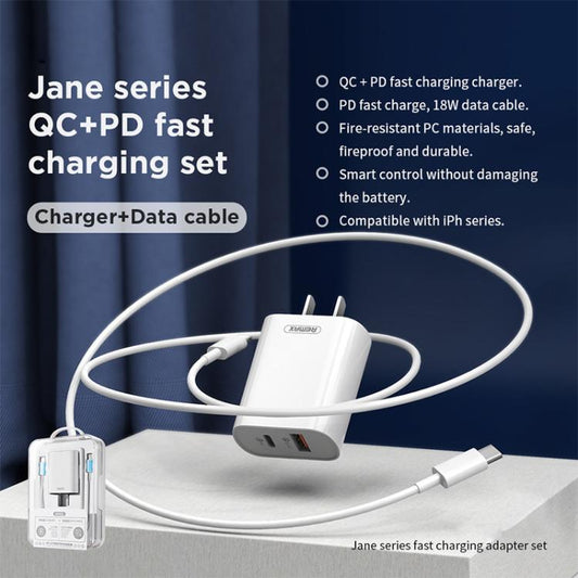 REMAX RP - U37 18W QC+PD Fast Charger With 1m Type - C to 8 Pin Cable, US Plug, EU Plug - ORIWHIZ