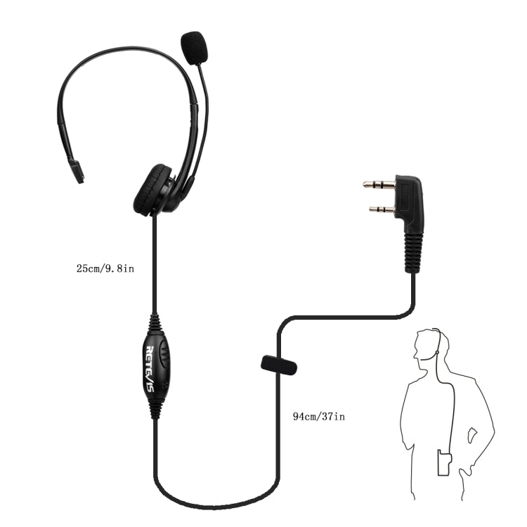 RETEVIS TK 2 Pin PTT Headphone Microphone for H - 777 / RT - 5R / RT - 5RV / RT - B6, TK - ORIWHIZConsumer ElectronicsRETEVISWalkie Talkie