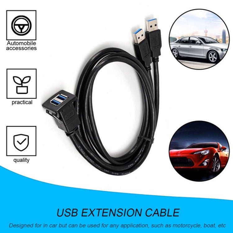 RF - 56 Dual - port USB3.0 Waterproof Cable Car Dashboard Audio Extension Line, Cable Length: 1m, Dashboard Audio Extension Line - ORIWHIZCar Replacement PartsDIY CablesIn Car