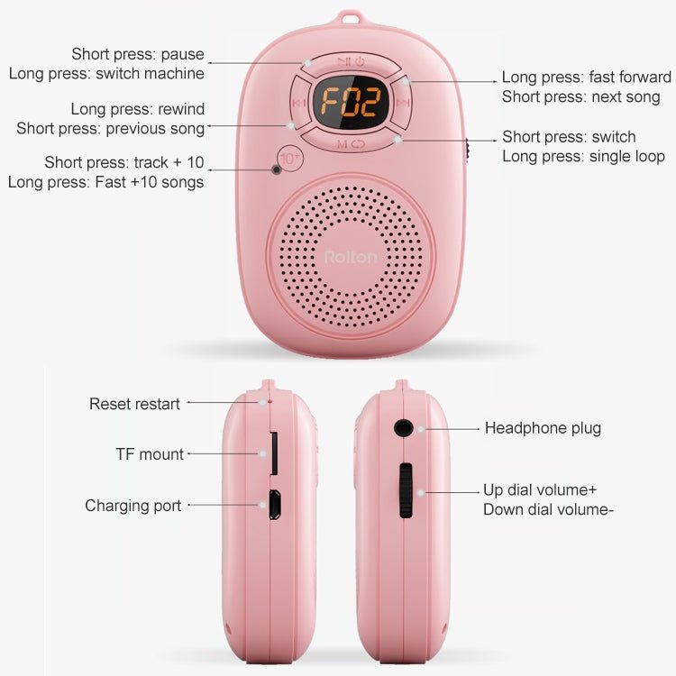 Rolton E200 Mobile Phone Wireless Bluetooth Speaker Mini Portable Outdoor Small Audio Subwoofer Speaker, Pink, Blue, Black - ORIWHIZ