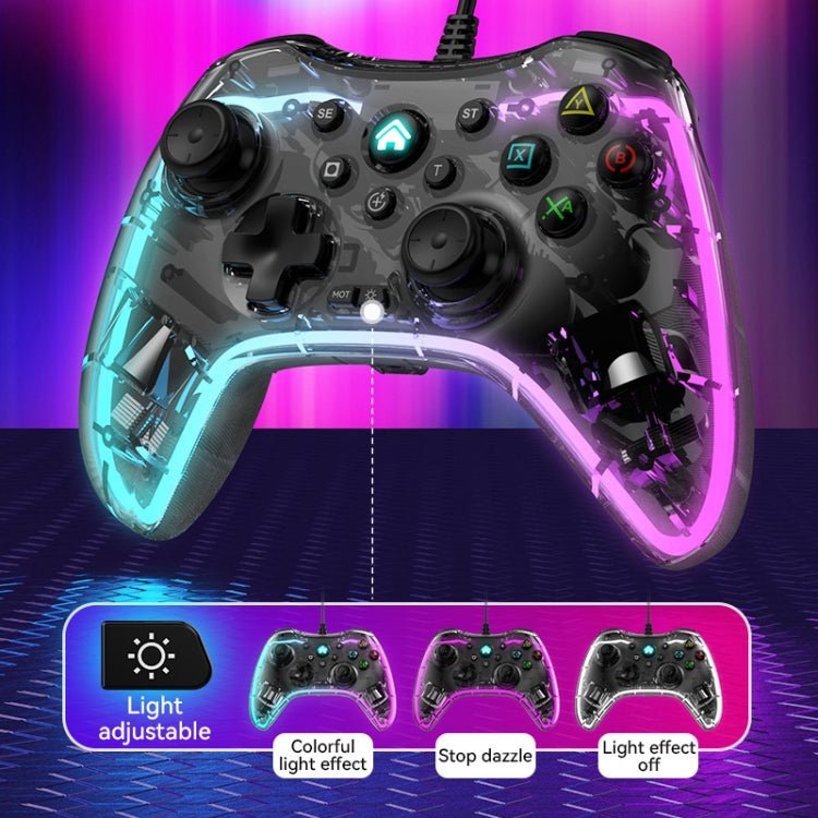 S03 Glare Transparent Wired Gamepad for Nintendo Switch/Sony PS/Computer, Black, White - ORIWHIZNintendo AccessoriesNintendo Accessories GamepadsToys & Hobbies