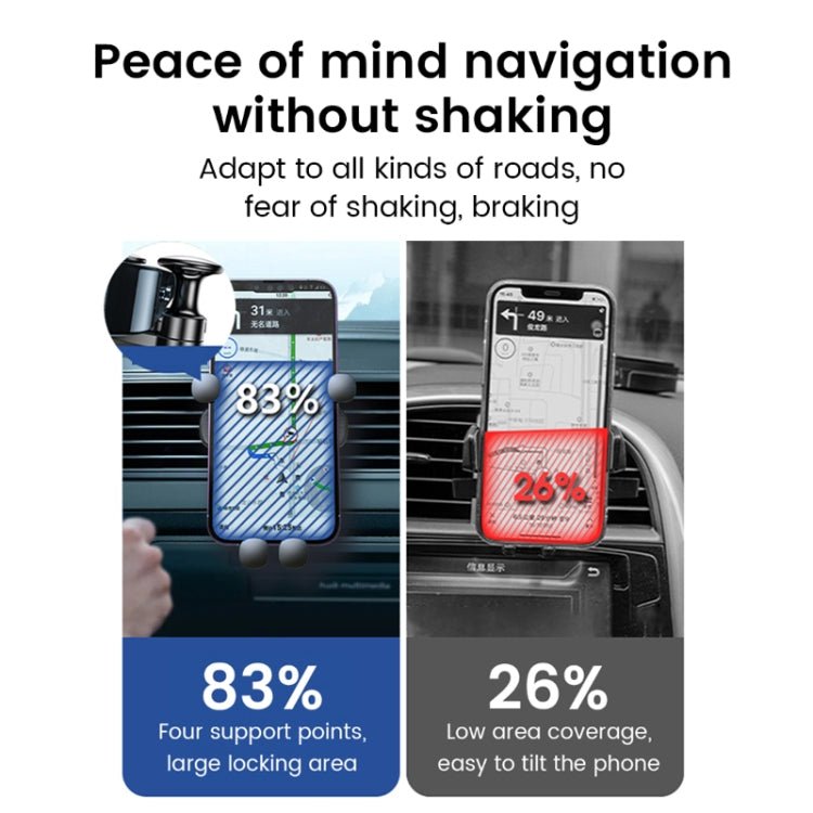 S03 Vehicle Air Outlet Gravity Navigation Mobile Phone Holder, Black Eagle Mouth, White Eagle Mouth, Black Spiral Clip, White Spiral Clip - ORIWHIZ