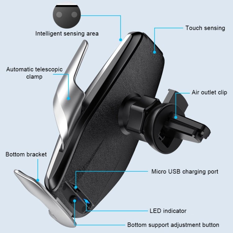 S7 15W QI 360 Degree Rotatable Infrared Induction Car Air Outlet Wireless Charging Mobile Phone Holder for 4.0 - 6.5 inch Mobile Phones, S7 - ORIWHIZ