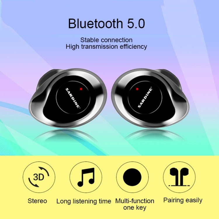 SARDiNE F8 TWS Bluetooth V5.0 Wireless Stereo Earphones with Charging Box - ORIWHIZ