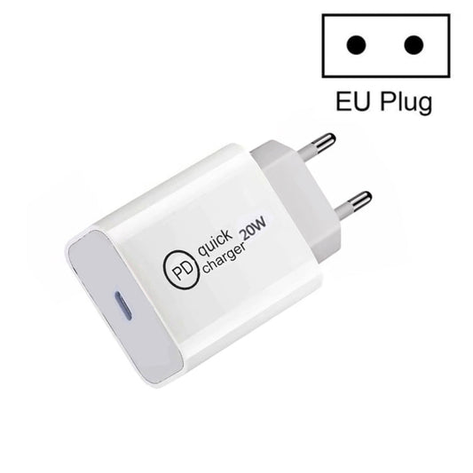 SDC - 20W PD 20W Single USB - C / Type - C Interface Travel Charger, EU Plug, US Plug, UK Plug - ORIWHIZ
