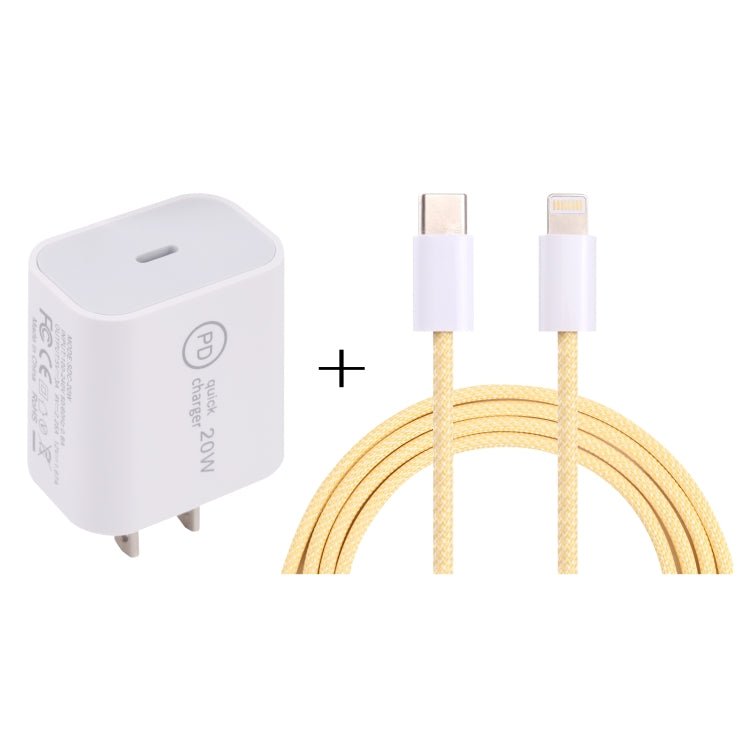 SDC - 20W PD USB - C / Type - C Travel Charger + 1m 20W USB - C / Type - C to 8 Pin Data Cable Set,, EU Plug, US Plug - ORIWHIZ