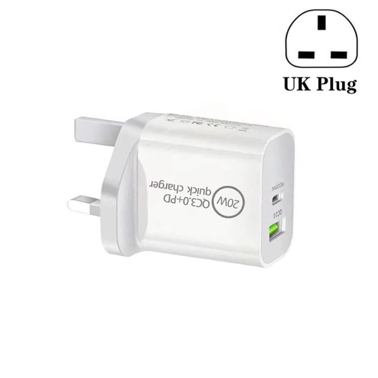 SDC - 20WA+C 20W PD + QC 3.0 USB Dual Fast Charging Universal Travel Charger, UK Plug, UK Plug - ORIWHIZ