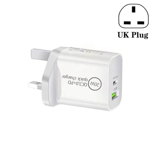 SDC - 20WA+C 20W PD + QC 3.0 USB Dual Fast Charging Universal Travel Charger, UK Plug, UK Plug - ORIWHIZ