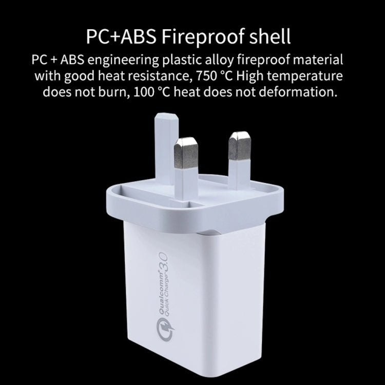 SDC - 30W 2 in 1 USB to USB - C / Type - C Data Cable + 30W QC 3.0 USB + 2.4A Dual USB 2.0 Ports Mobile Phone Tablet PC Universal Quick Charger Travel Charger Set, UK Plug, with USB - C / Type - C Cable, UK Plug - ORIWHIZ