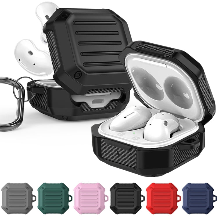 Shockproof Carbon Fiber Luggage Earphone Protective Case with Hook, For Samsung Galaxy Buds Live / Buds 2 / Buds Pro / Buds 2 Pro - ORIWHIZ