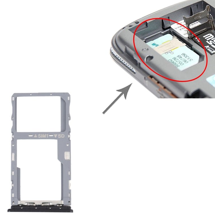SIM Card Tray + Micro SD Card Tray for T - Mobile Revvl 4+ 5062 506W 5062Z, For T - Mobile Revvl 4+ 5062(Black) - ORIWHIZ