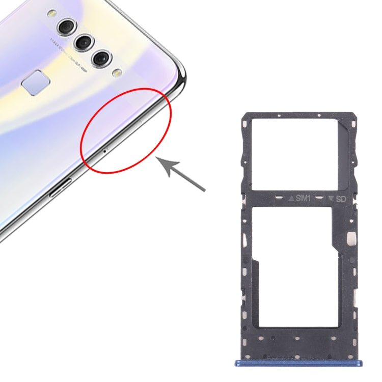 SIM Card Tray + Micro SD Card Tray for TCL Plex T780H, For TCL 10L/10 Lite(Blue) - ORIWHIZ