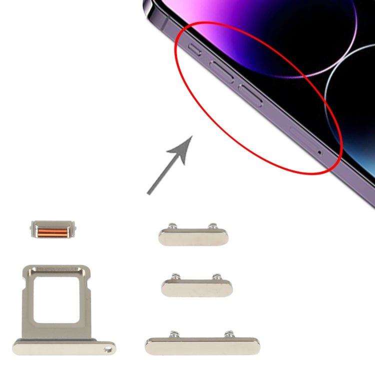 SIM Card Tray + Side Keys for iPhone 14 Pro, For iPhone 14 Pro (Single card), For iPhone 14 Pro(Purple), For iPhone 14 Pro(Single card), For iPhone 14 Pro - ORIWHIZ