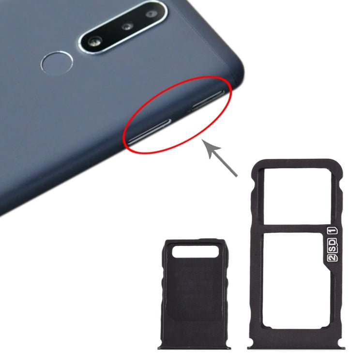 SIM Card Tray + SIM Card Tray + Micro SD Card Tray for Nokia 3.1 Plus, For Nokia 3.1 Plus - ORIWHIZ