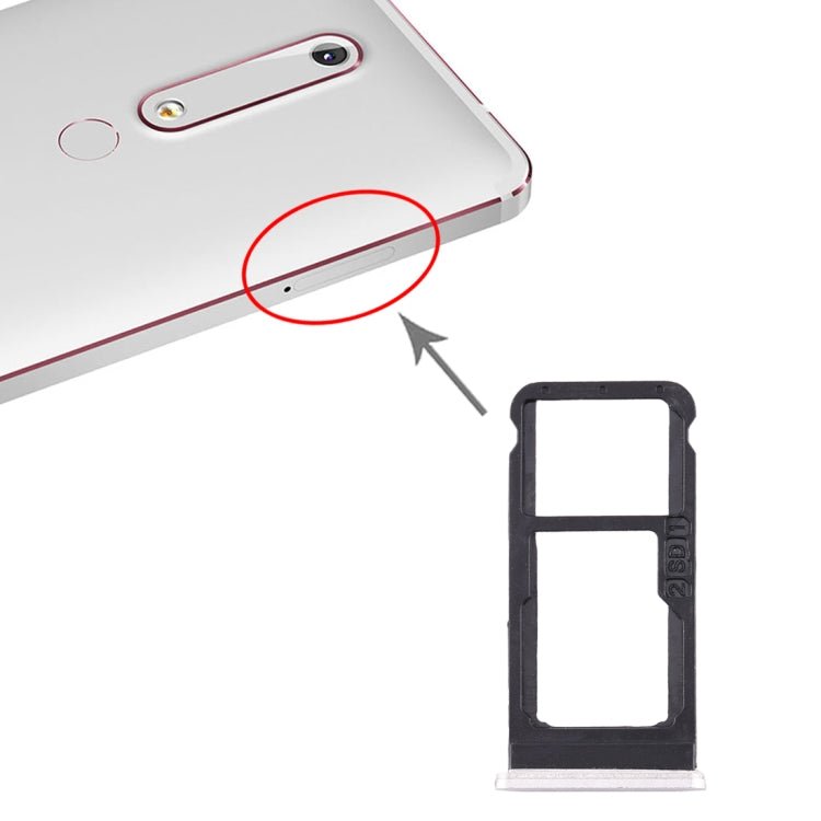 SIM Card Tray + SIM Card Tray / Micro SD Card Tray for Nokia 6.1 / 6 (2018) / TA - 1043 TA - 1045 TA - 1050 TA - 1054 TA - 1068, For Nokia 6.1 - ORIWHIZ