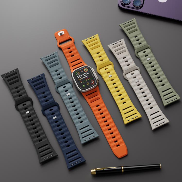 Single Nail Dual - Color Multi - hole Silicone Watch Band, For Apple Watch 46mm / 49mm / 45mm / 44mm - ORIWHIZ