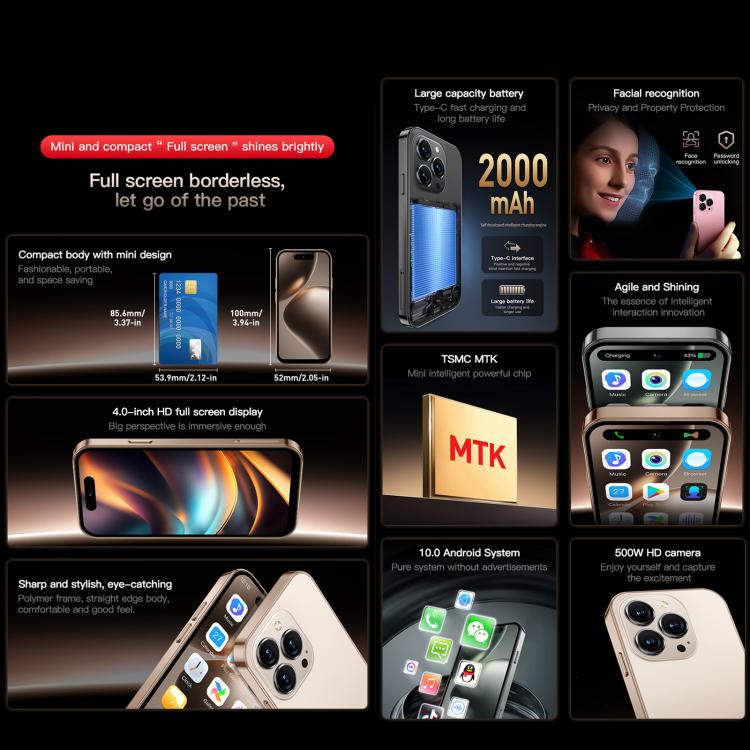 SOYES ONEMYTH M16 Pro, 2GB+16GB, 4.0 inch Android 10.0 MTK6580 Quad Core, Network: 3G, Dual SIM - ORIWHIZ